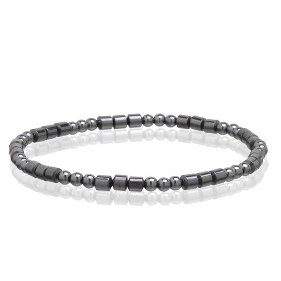 Stretchable Anklets - Magnetic Hematite  Semi Precious Stones - Black - Picture 1 of 1